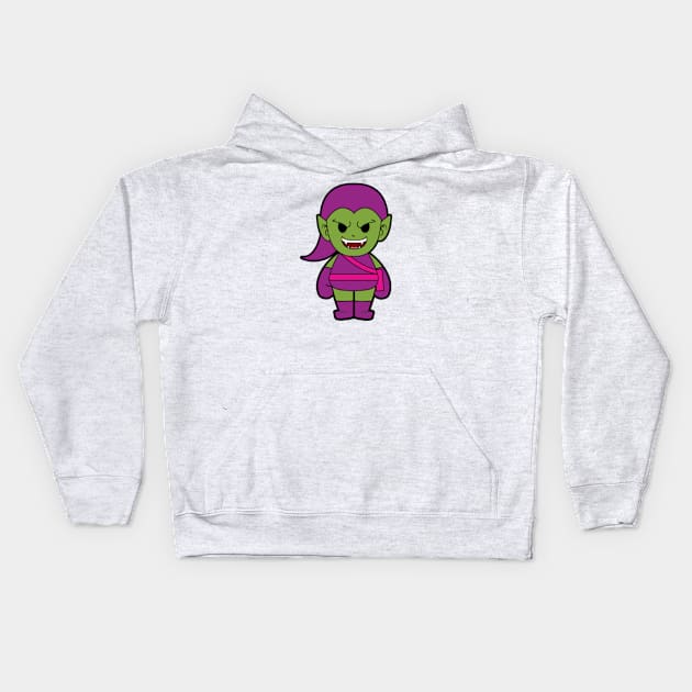 Green Goblin Chibi Kids Hoodie by mighty corps studio